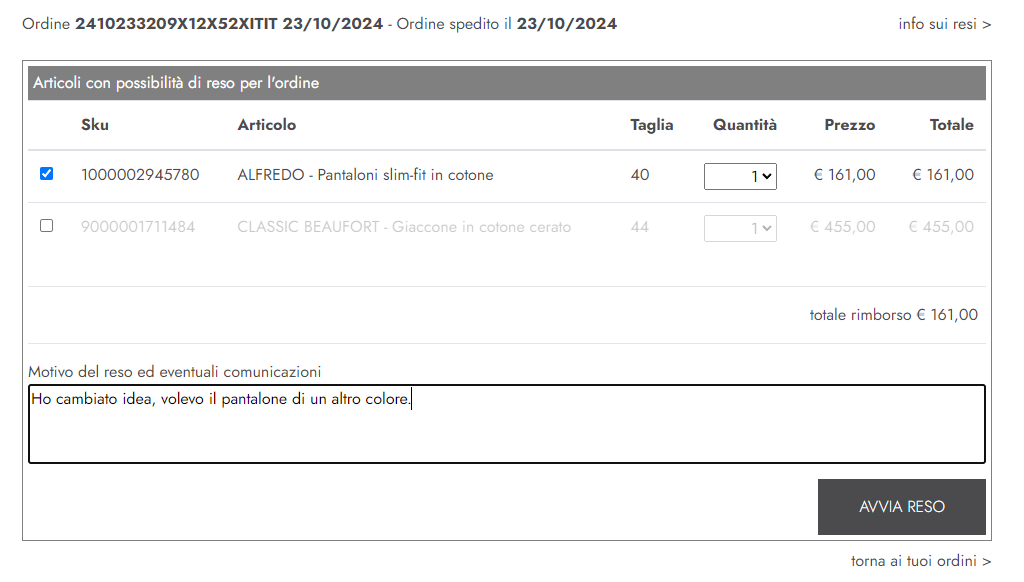 Dettagli Ordine